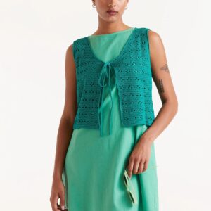 Chaleco crochet verde