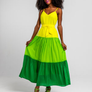 Vestido lencero volantes flúor verdes