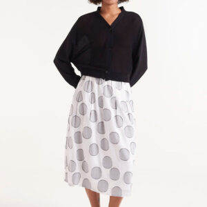 Falda midi estampado círculos blanca