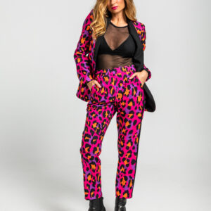 Americana Smoking De Estampado Animal Fuscia