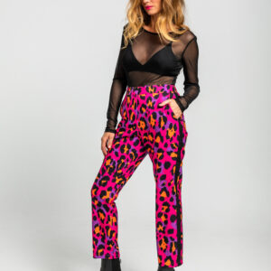 Pantalón Pitillo De Estampado Animal Fuscia