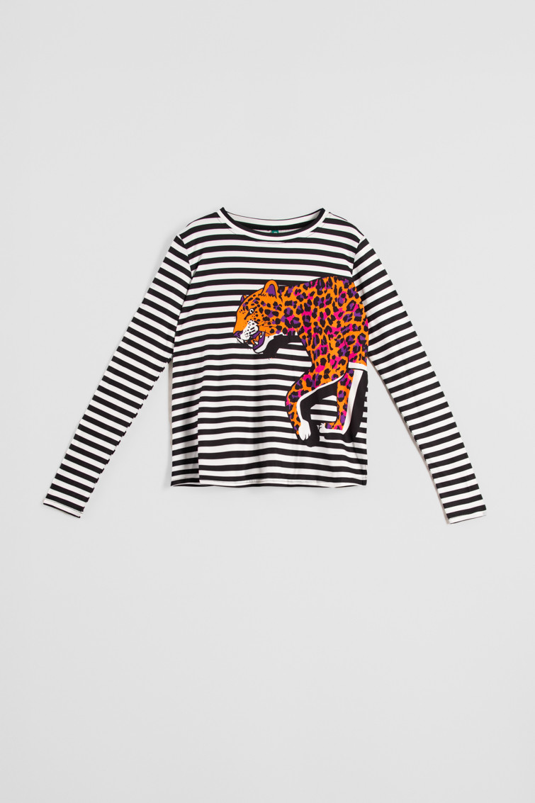 Camiseta Sencilla De Estampado Animal Naranja - Imagen 3